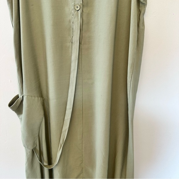 Mia Inspiration Plus Size Relaxed Fit Sleeveless Button-Front Olive Maxi Dress. - Picture 6 of 9